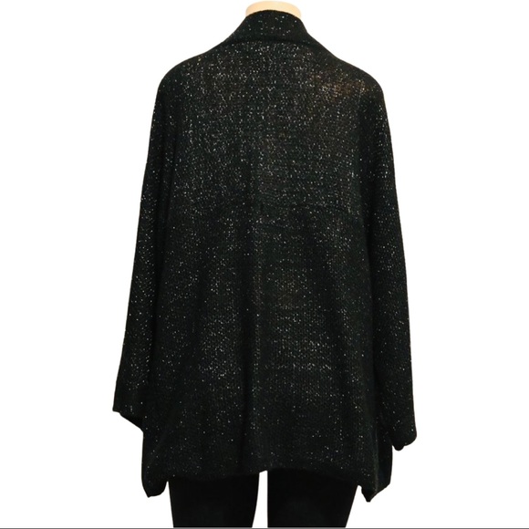 Carolyn Taylor XL Black Knit Silver Sparkle Cardigan - Picture 3 of 8